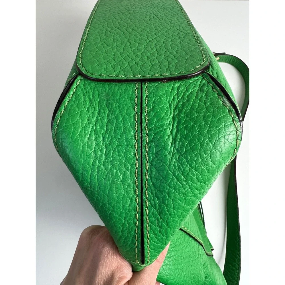 Kate Spade Green Pebbled Leather Tassel Shoulder Hobo Bag Purse Y2K Color Pop